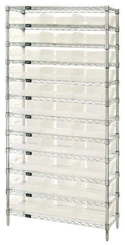 Clear-View Wire Shelving Complete Bins WR12-114CL