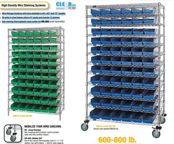 High Density Wire Shelving Systems ( with Shelf Bins )