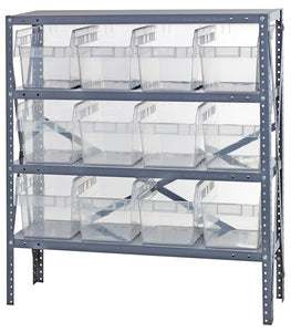 Clear View Store-Max 8" Shelf Bin Steel 1239-SB807CL