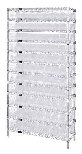 Clear-View Wire Shelving Complete Bins WR12-101CL