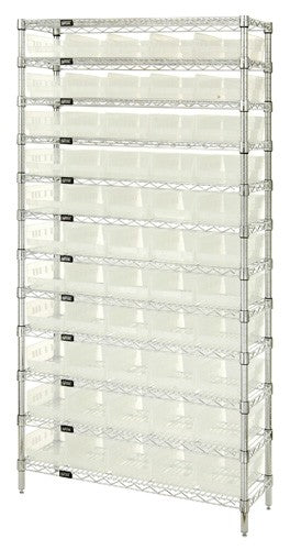 Clear-View Wire Shelving Complete Bins WR12-102CL