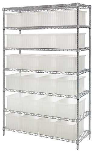 Wire Shelving Unit with Clear-View Dividable Grid Container WR12-93030CL