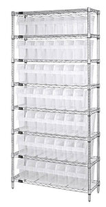 WIRE SHELVING UNITS WITH CLEAR-VIEW STORE-MAX 8" SHELF BINS WR8-805CL