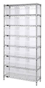 WIRE SHELVING UNITS WITH CLEAR-VIEW STORE-MAX 8" SHELF BINS WR8-810CL