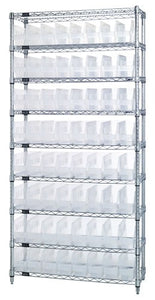 WIRE SHELVING UNITS WITH CLEAR-VIEW STORE-MORE SHELF BINS WR9-201CL