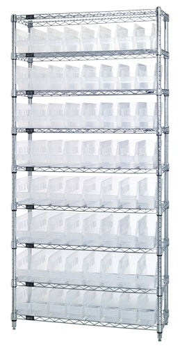 WIRE SHELVING UNITS WITH CLEAR-VIEW STORE-MORE SHELF BINS  WR9-205CL